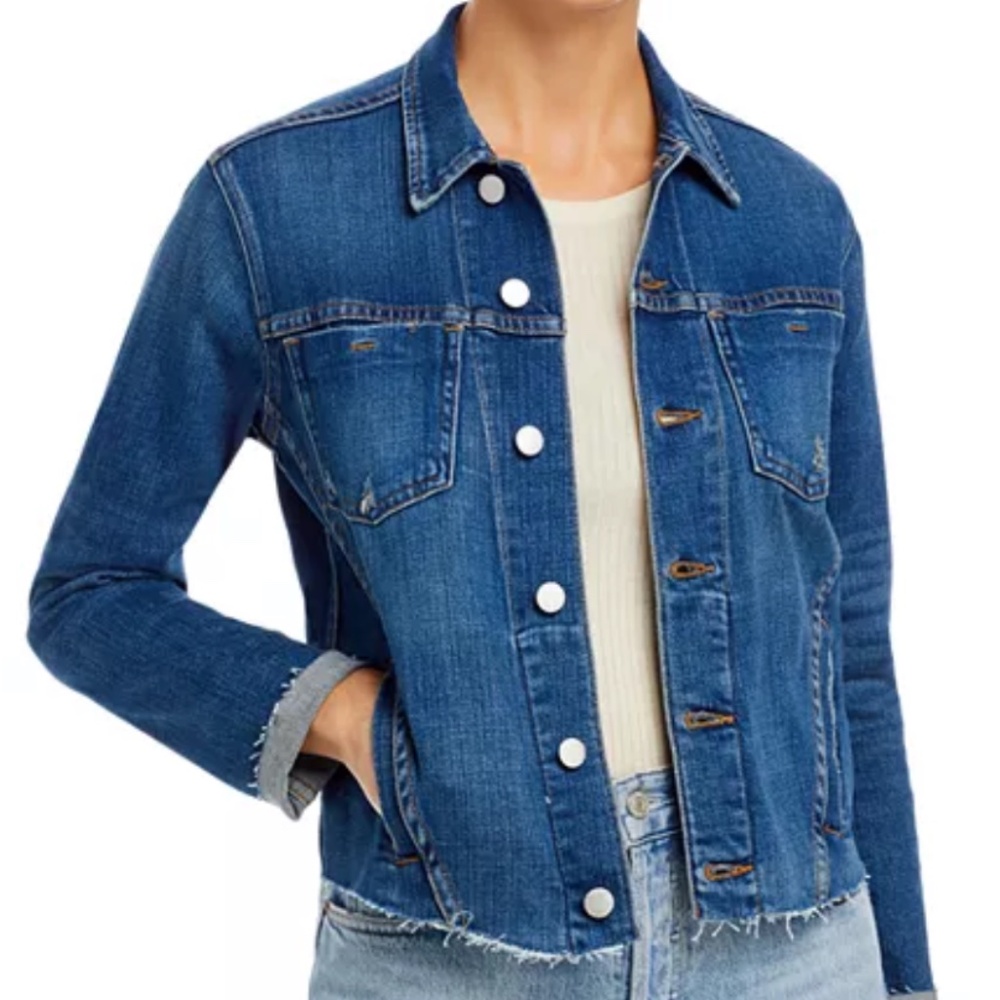 L'AGENCE Janelle Slim-Fit Raw Denim Jacket - Size Small